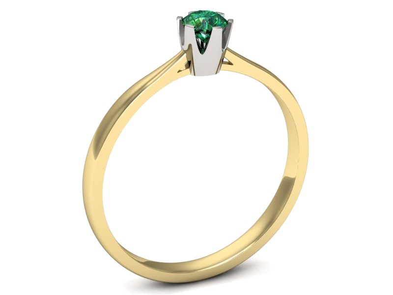 Pierścionek ze szmaragdem żółte i białe złoto - p16265zbsm — zdjęcie 3