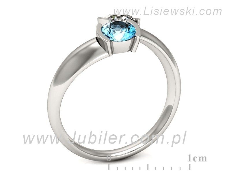 Złoty pierścionek z brylantem i topazem - p16266ba — zdjęcie 3