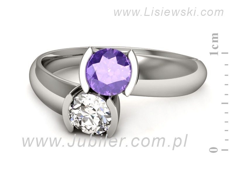 Pierścionek z tanzanitem i brylantami białe złoto - p16266bt — zdjęcie 2