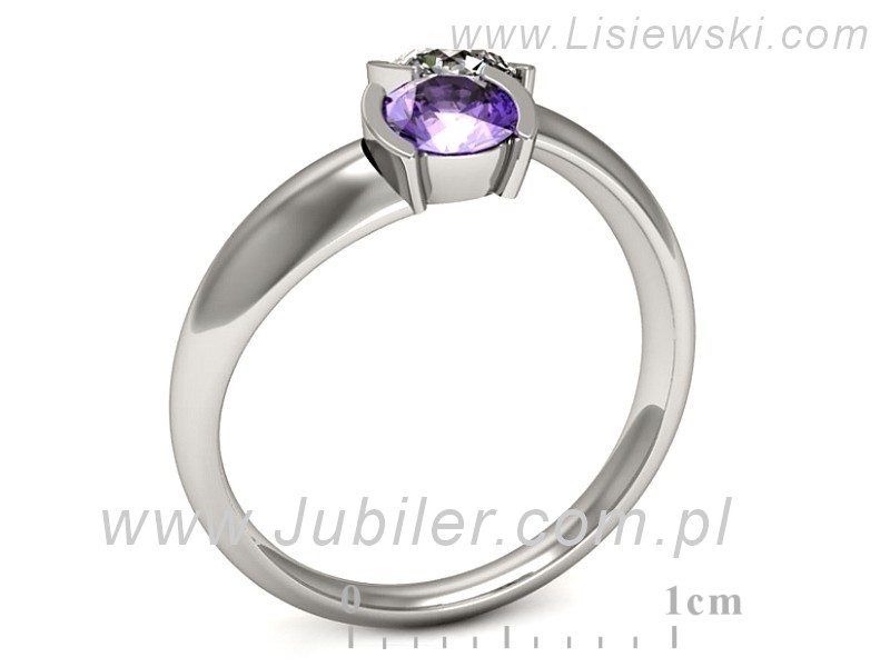 Pierścionek z tanzanitem i brylantami białe złoto - p16266bt — zdjęcie 3