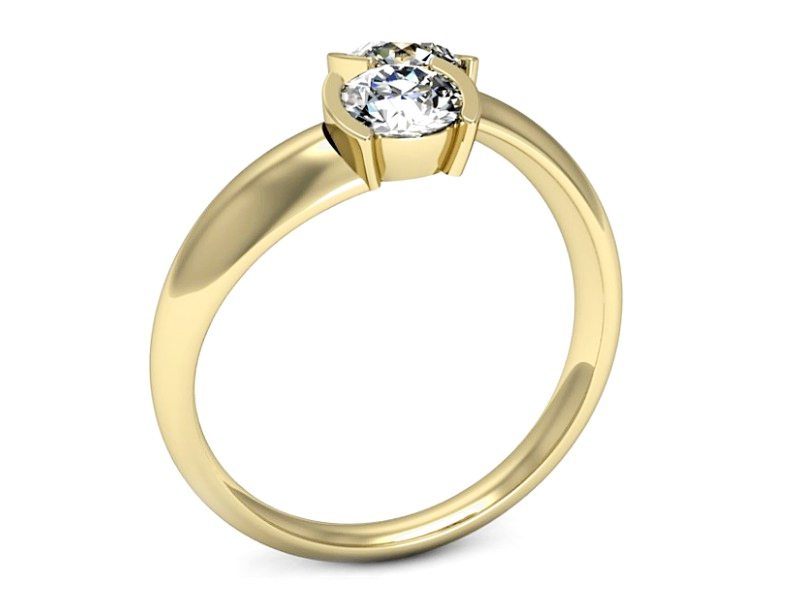 Złoty pierścionek z brylantami żółte złoto - p16266z — zdjęcie 3