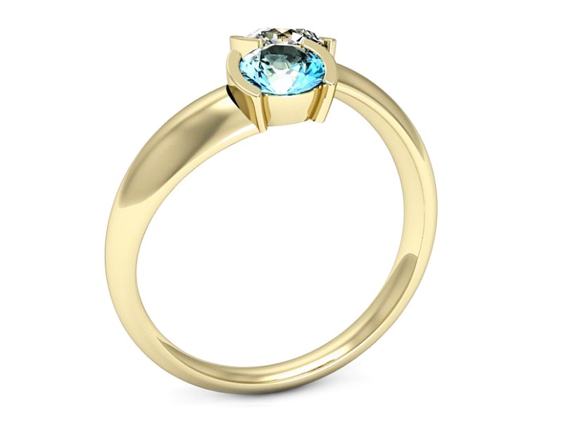 Złoty pierścionek topaz z brylantami żółte złoto - p16266za — zdjęcie 3