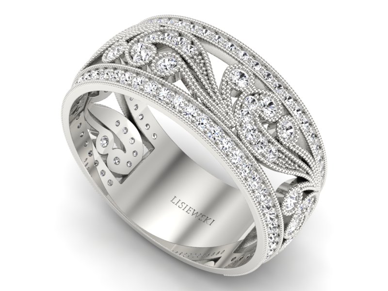 Pierścionek obrączka z brylantami białe złoto - p16269b — zdjęcie 3