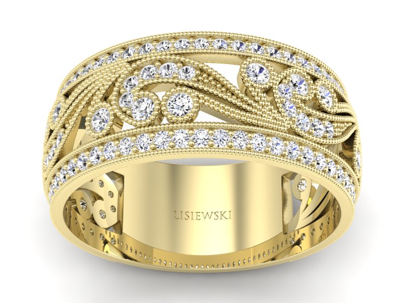 Obrączka z brylantami żółte złoto - p16269z