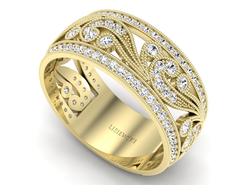 Obrączka z brylantami żółte złoto - p16269z — zdjęcie 3