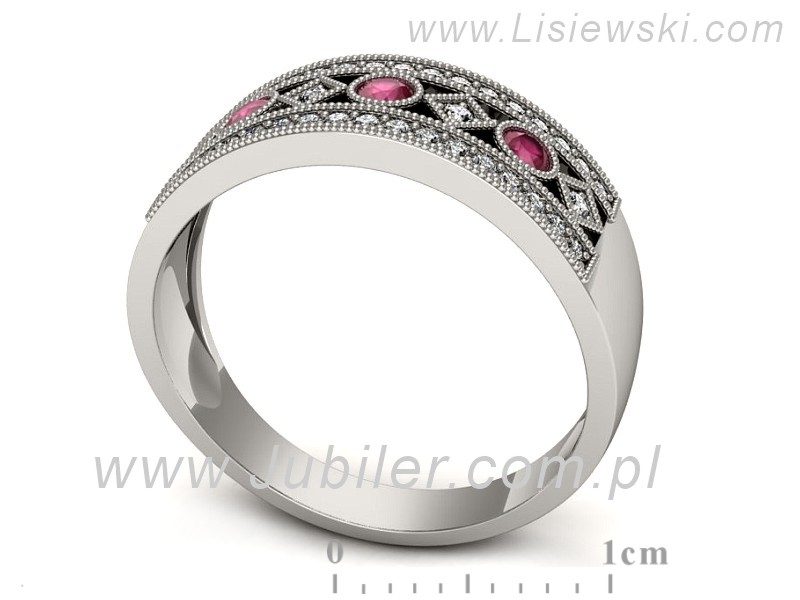 Pierścionek z rubinami i brylantami białe złoto - p16270br — zdjęcie 3