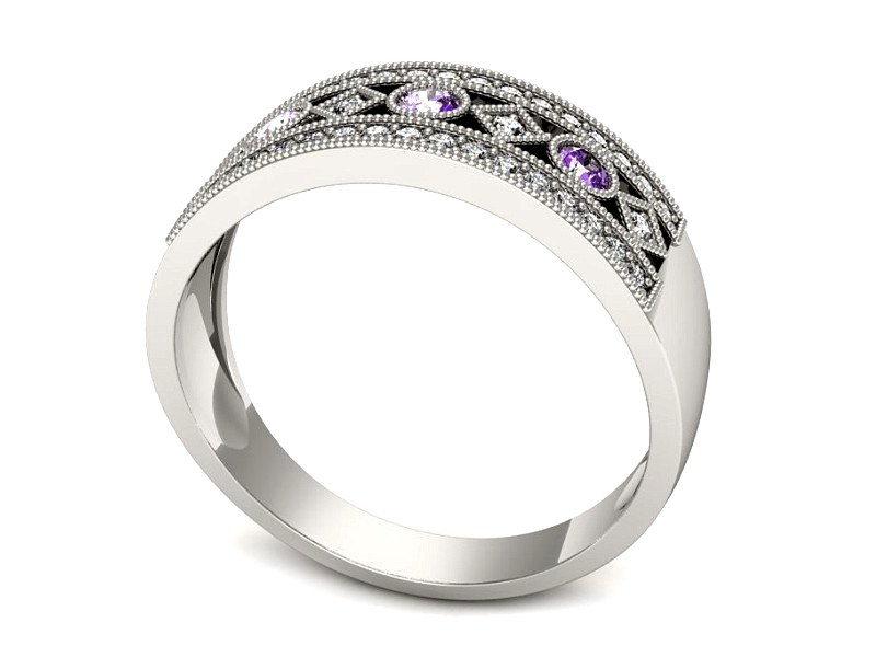 Złoty pierścionek z tanzanitami i brylantami - p16270bt — zdjęcie 3