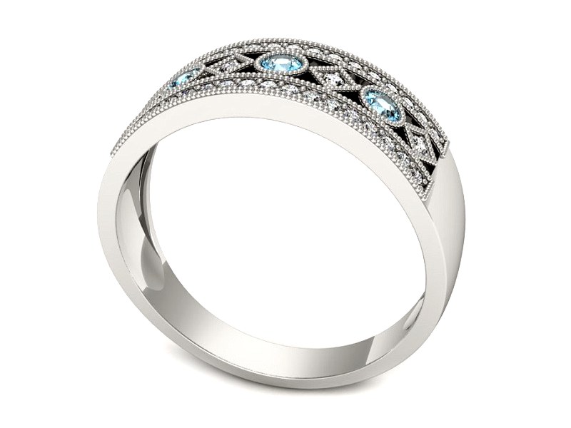 Pierścionek z topazami i brylantami białe złoto - p16270btp — zdjęcie 3