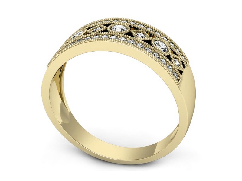 Złoty pierścionek z brylantami żółte złoto - p16270z — zdjęcie 3