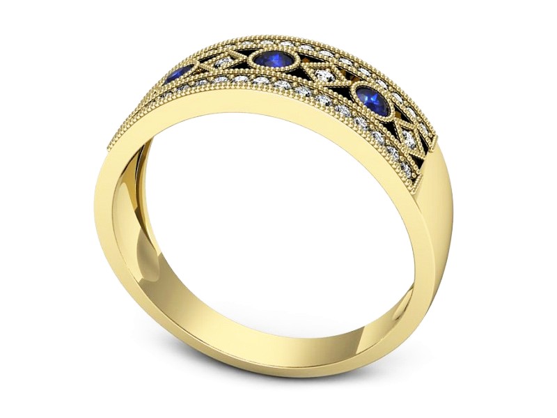 Pierścionek z szafirami i brylantami - p16270zszc — zdjęcie 3