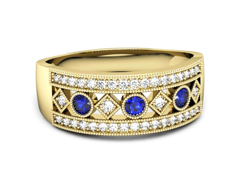 Pierścionek z szafirami i brylantami - p16270zszc — zdjęcie 2