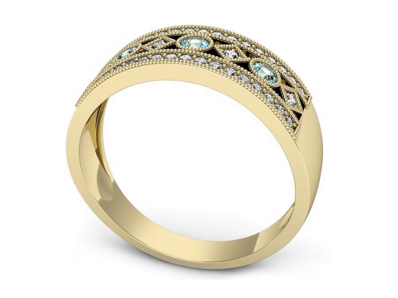 Pierścionek z topazami i brylantami żółte złoto - p16270ztp — zdjęcie 3