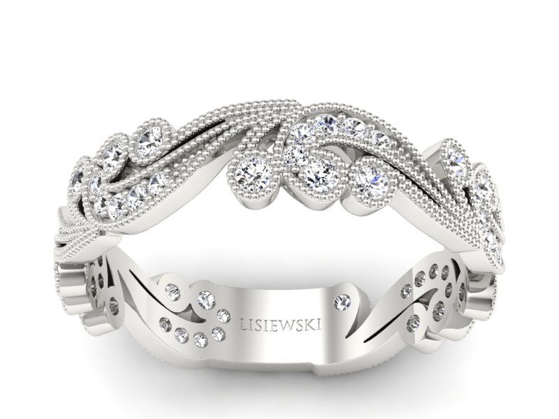 Obrączka ślubna z brylantami białe złoto - p16271b