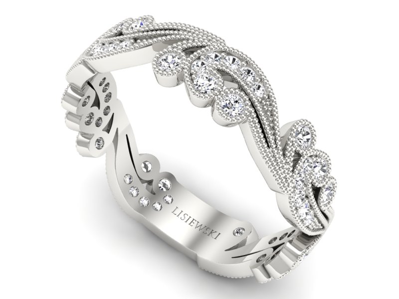 Obrączka ślubna z brylantami białe złoto - p16271b — zdjęcie 3