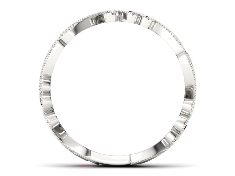 Obrączka białe złoto z rubinami z brylantami - p16271br — zdjęcie 2