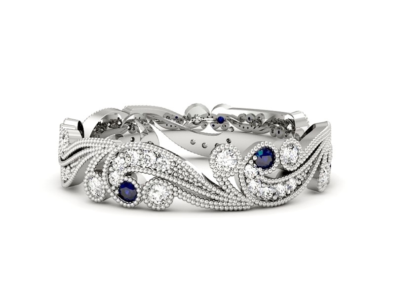 Obrączka białe złoto z szafirami z brylantami - p16271bsz — zdjęcie 5