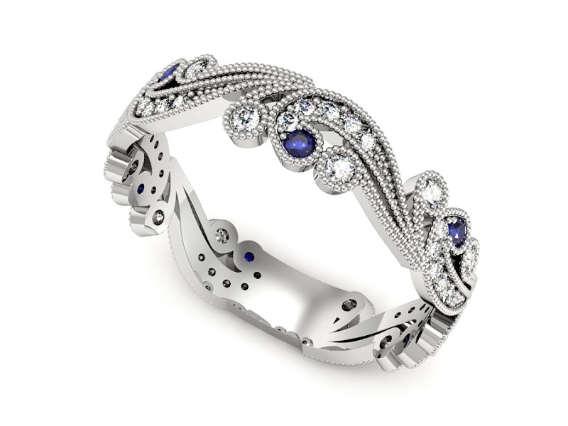 Obrączka z szafirami i brylantami białe złoto - p16271bszc — zdjęcie 4
