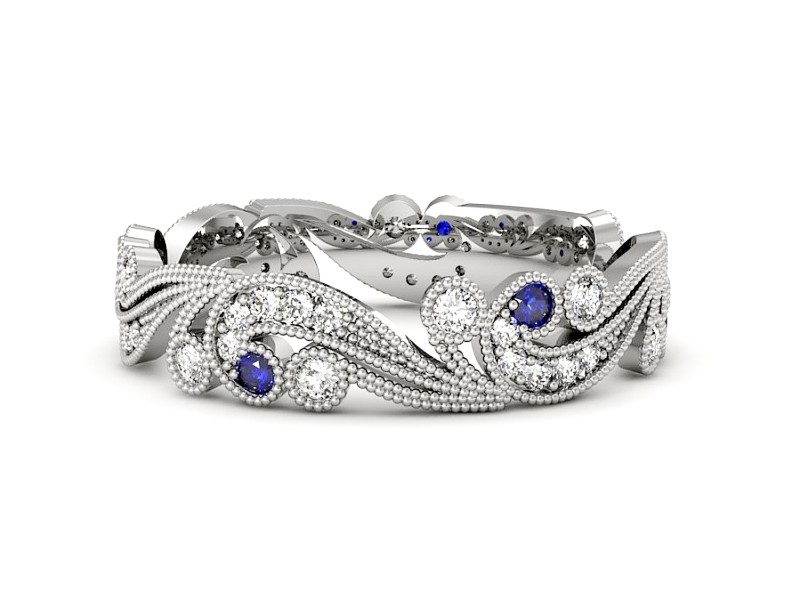 Obrączka z szafirami i brylantami białe złoto - p16271bszc — zdjęcie 5