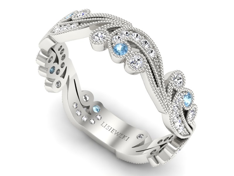 Obrączka z topazami i brylantami białe złoto - p16271btp — zdjęcie 3