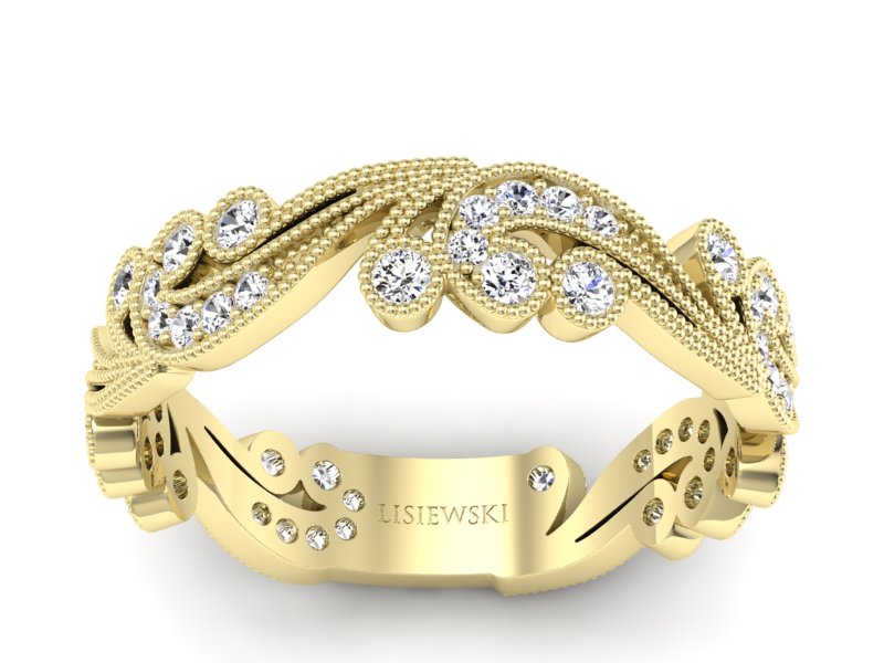 Obrączka ślubna z brylantami żółte złoto - p16271z