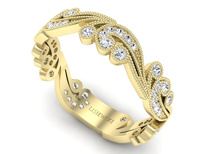 Obrączka ślubna z brylantami żółte złoto - p16271z — zdjęcie 3