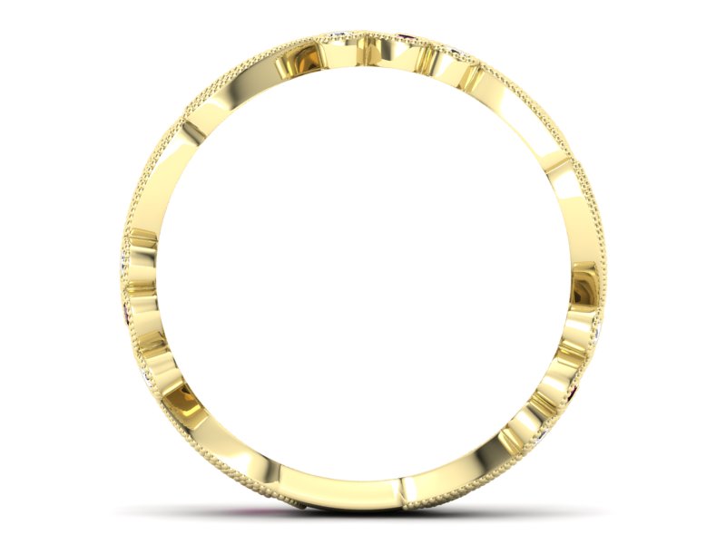 Obrączka z rubinami żółte złoto z brylantami - p16271zr — zdjęcie 2