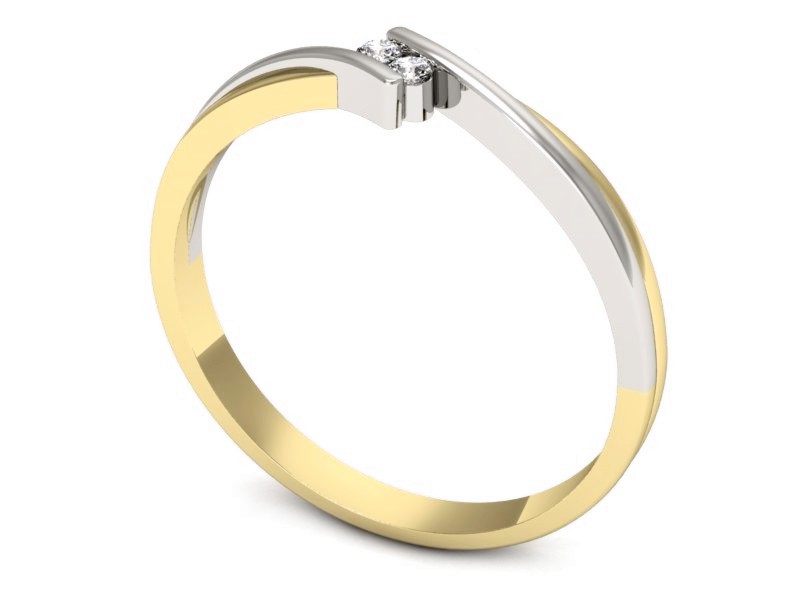 Pierścionek z diamentami żółte i białe złoto - p16272zb — zdjęcie 3
