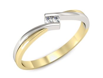 Pierścionek z diamentami żółte i białe złoto 585 - p16272zb - 1