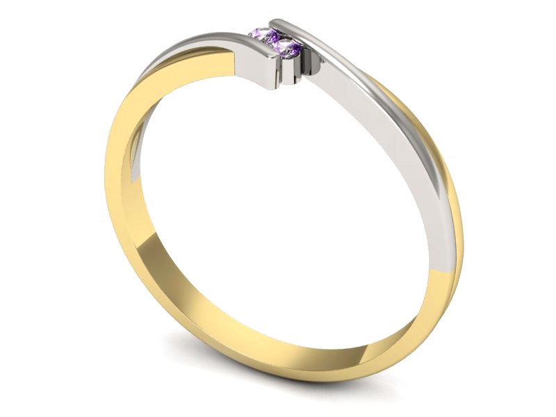 Pierścionek z ametystami żółte białe złoto - p16272zbat — zdjęcie 3