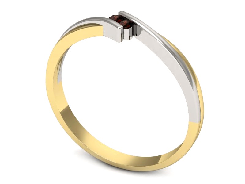 Pierścionek żółte i białe złoto z granatami - p16272zbgr — zdjęcie 3