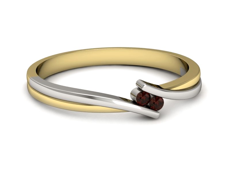 Pierścionek żółte i białe złoto z granatami - p16272zbgr — zdjęcie 2