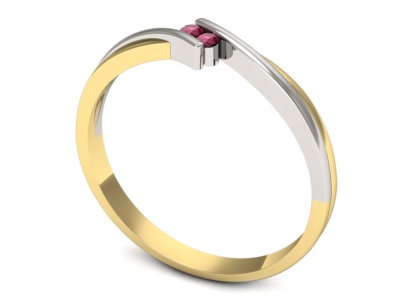 Pierścionek z rubinami żółte białe złoto - p16272zbr — zdjęcie 3