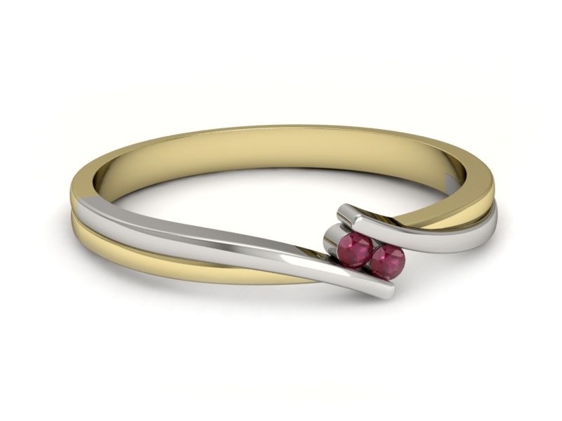 Pierścionek z rubinami żółte białe złoto - p16272zbr — zdjęcie 2