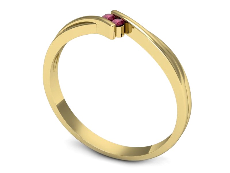 Złoty pierścionek z rubinami żółte złoto - p16272zr — zdjęcie 3