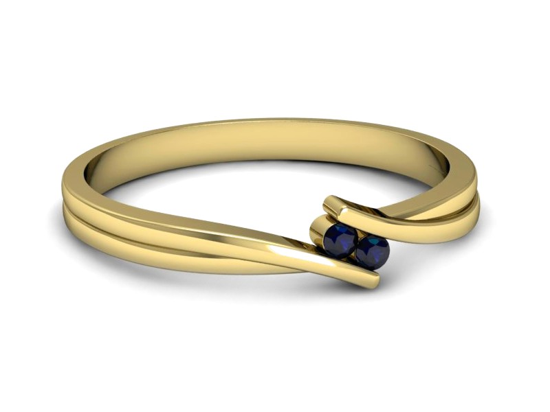 Złoty pierścionek z szafirami żółte złoto - p16272zsz — zdjęcie 2