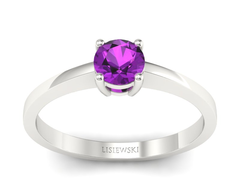 Złoty pierścionek z ametystem białe złoto - p16274bat