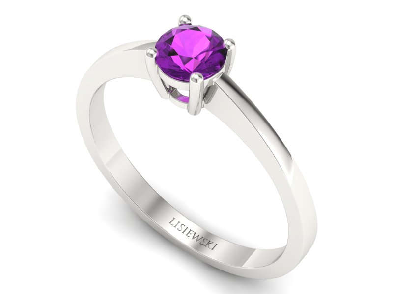 Złoty pierścionek z ametystem białe złoto - p16274bat — zdjęcie 3