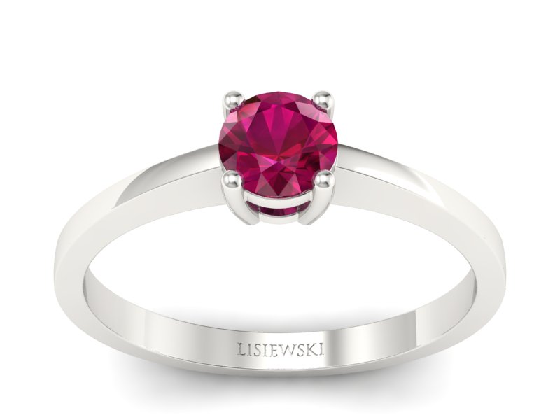 Złoty pierścionek z rubinem białe złoto - p16274br