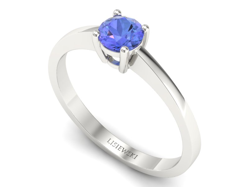Złoty pierścionek z tanzanitem białe złoto - p16274bt — zdjęcie 3