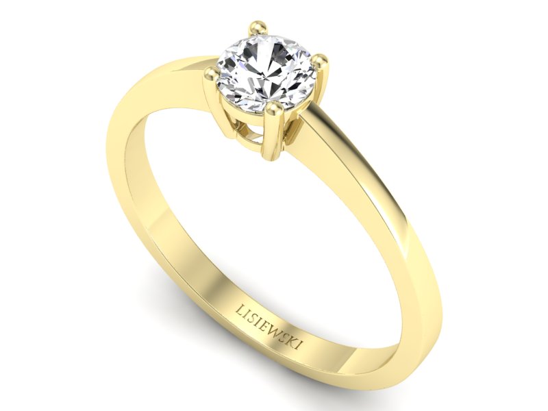 Złoty pierścionek z brylantem żółte złoto - p16274z — zdjęcie 3