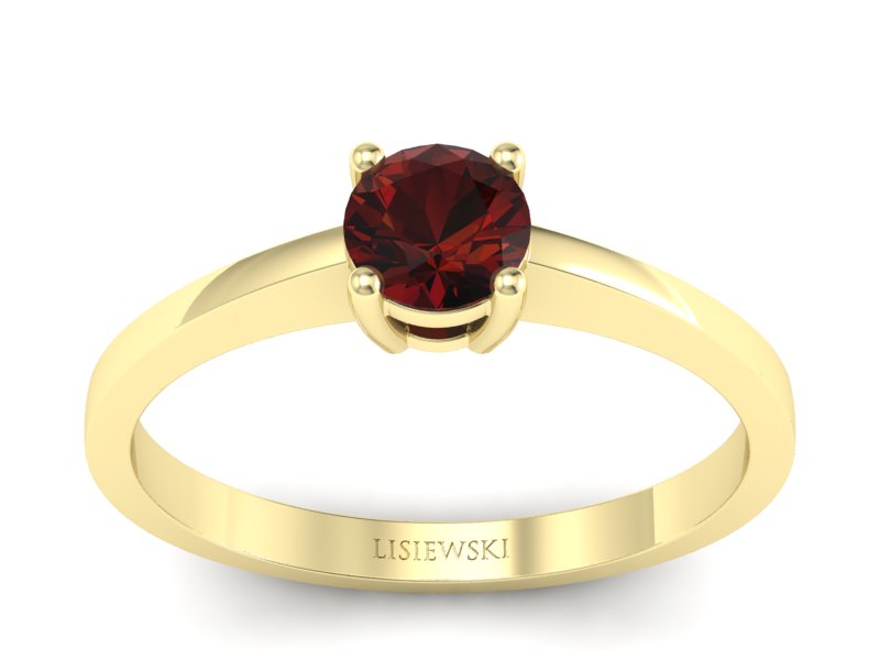 Złoty pierścionek z granatem żółte złoto - p16274zgr