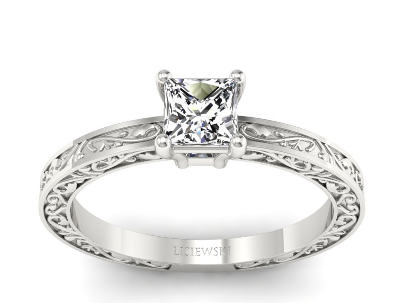 Złoty pierścionek z diamentem białe złoto - p16275b