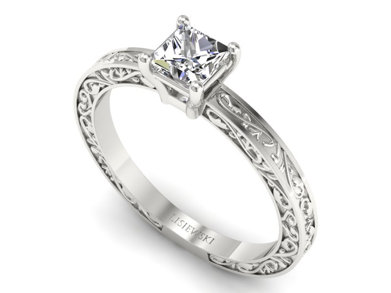 Złoty pierścionek z diamentem białe złoto - p16275b — zdjęcie 3