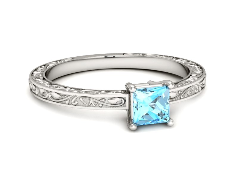 Złoty pierścionek z topazem białe złoto - p16275ba — zdjęcie 5