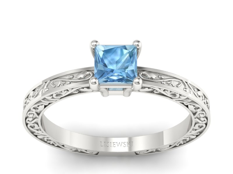 Złoty pierścionek z topazem białe złoto - p16275ba