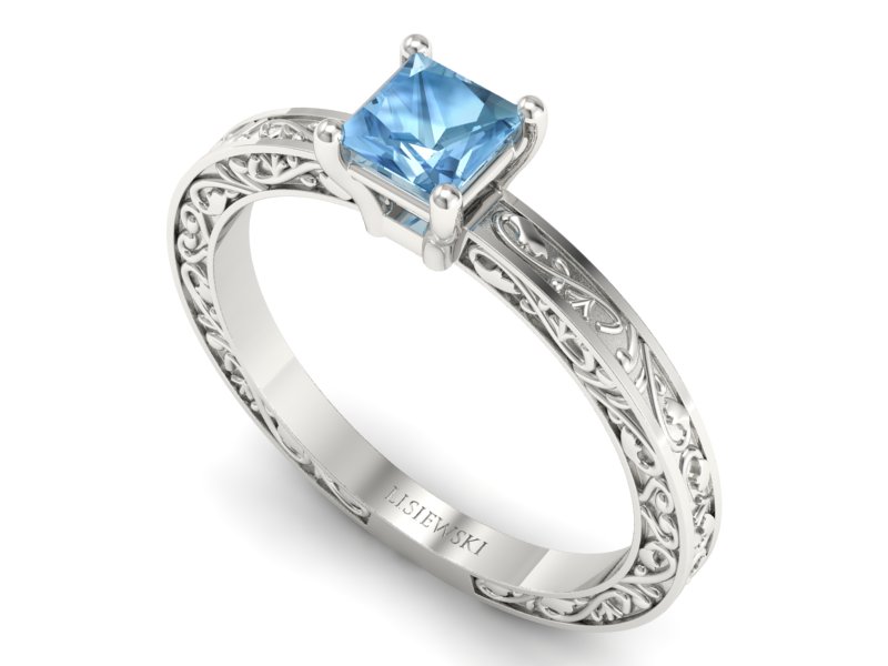 Złoty pierścionek z topazem białe złoto - p16275ba — zdjęcie 3