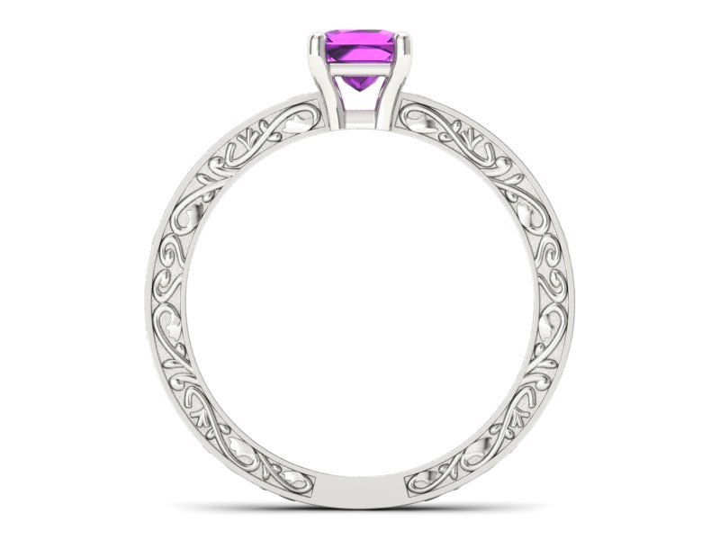 Złoty pierścionek z ametystem białe złoto - p16275bat — zdjęcie 2