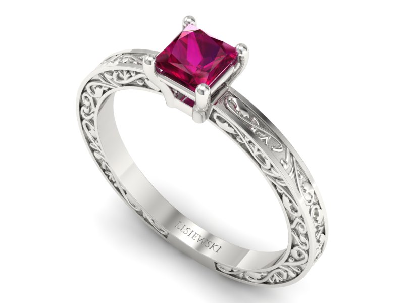 Złoty pierścionek z rubinem białe złoto - p16275br — zdjęcie 3