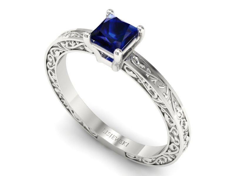 Złoty pierścionek z szafirem białe złoto - p16275bsz — zdjęcie 3