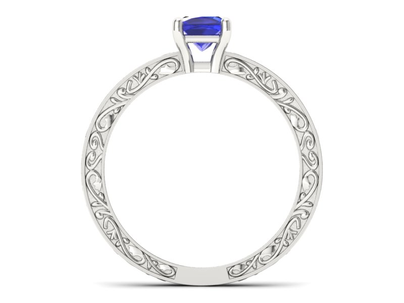 Pierścionek zaręczynowy z szafirem białe złoto - p16275bszc — zdjęcie 2
